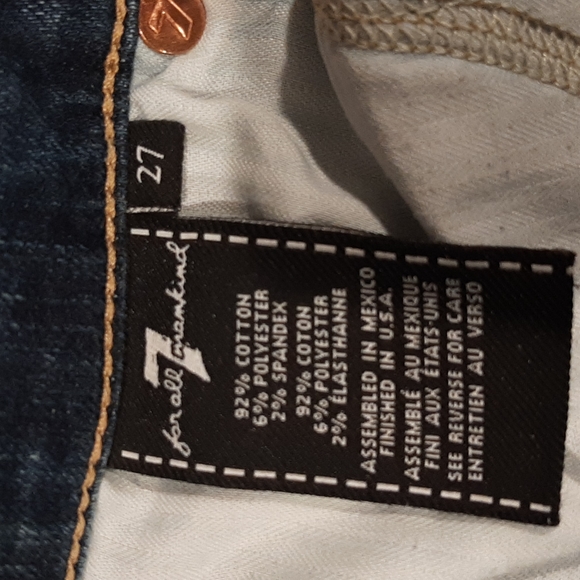 Women's Size 27 7 For All Man Kind Washed Cropped Boot Jeans - Picture 5 of 11